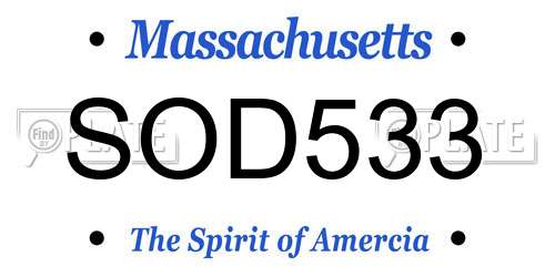 SOD533 Massachusetts License Plate