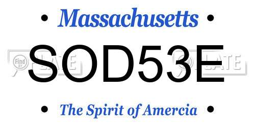 SOD53E Massachusetts License Plate