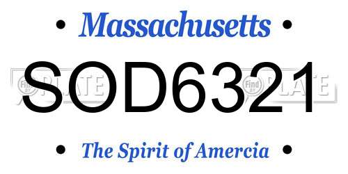 SOD6321 Massachusetts License Plate