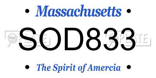 SOD833 Massachusetts License Plate