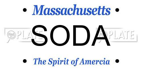 SODA Massachusetts License Plate