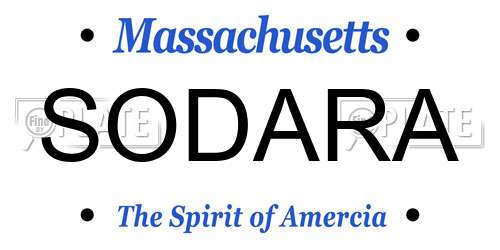 SODARA Massachusetts License Plate