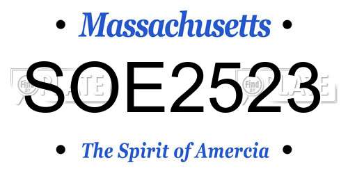 SOE2523 Massachusetts License Plate