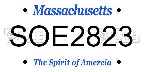 SOE2823 Massachusetts License Plate
