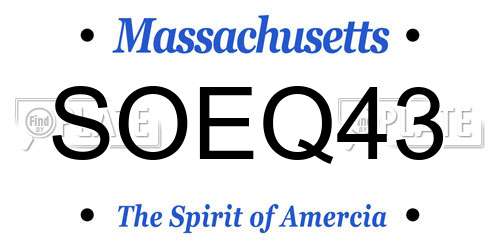 SOEQ43 Massachusetts License Plate