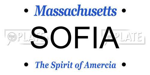 SOFIA Massachusetts License Plate