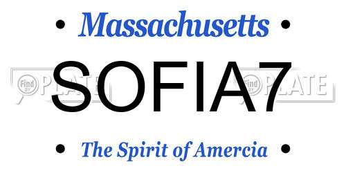 SOFIA7 Massachusetts License Plate
