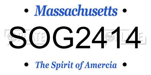 SOG2414 Massachusetts License Plate