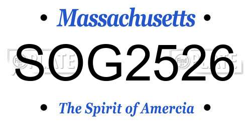 SOG2526 Massachusetts License Plate
