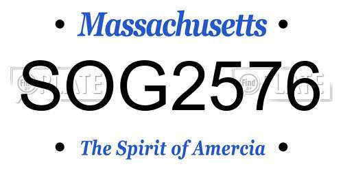 SOG2576 Massachusetts License Plate