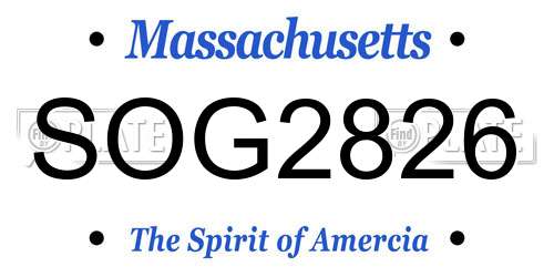 SOG2826 Massachusetts License Plate