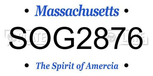 SOG2876 Massachusetts License Plate