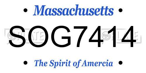 SOG7414 Massachusetts License Plate