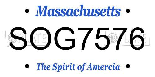 SOG7576 Massachusetts License Plate