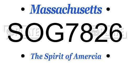 SOG7826 Massachusetts License Plate