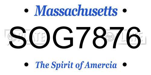 SOG7876 Massachusetts License Plate