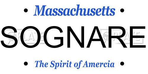 SOGNARE Massachusetts License Plate