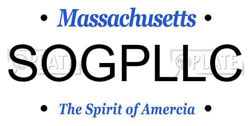 SOGPLLC Massachusetts License Plate