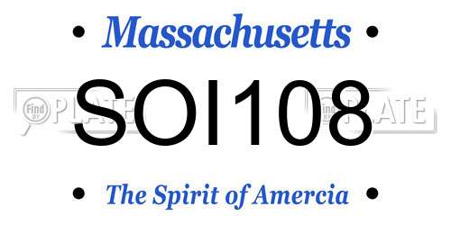 SOI108 Massachusetts License Plate