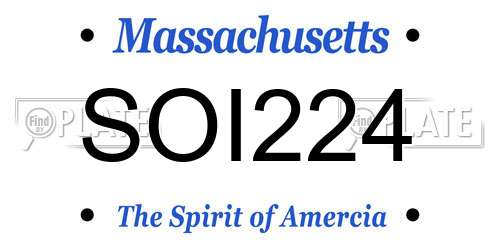 SOI224 Massachusetts License Plate