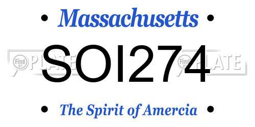 SOI274 Massachusetts License Plate