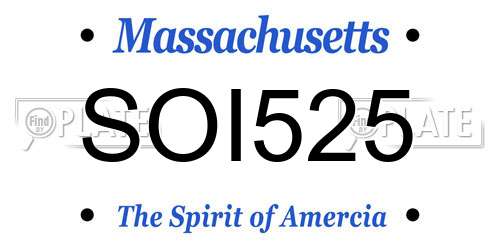 SOI525 Massachusetts License Plate