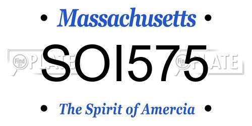 SOI575 Massachusetts License Plate