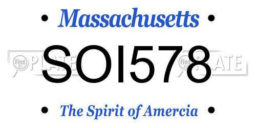SOI578 Massachusetts License Plate
