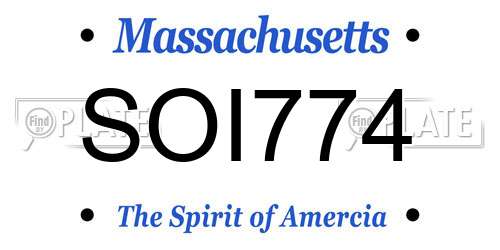 SOI774 Massachusetts License Plate