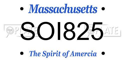 SOI825 Massachusetts License Plate