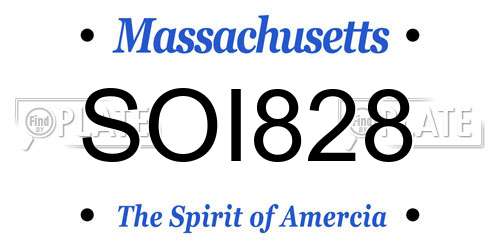 SOI828 Massachusetts License Plate