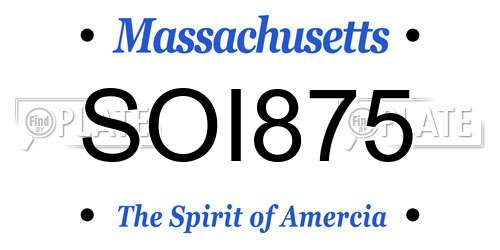 SOI875 Massachusetts License Plate