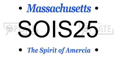 SOIS25 Massachusetts License Plate