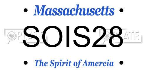SOIS28 Massachusetts License Plate