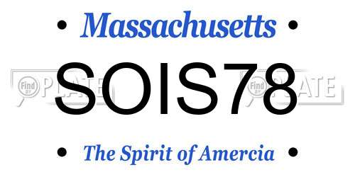 SOIS78 Massachusetts License Plate