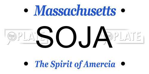 SOJA Massachusetts License Plate