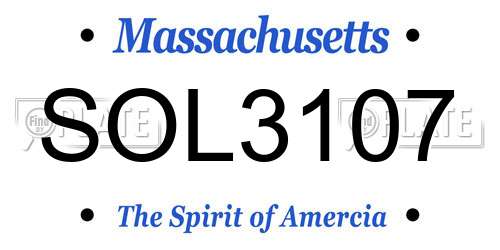 SOL3107 Massachusetts License Plate