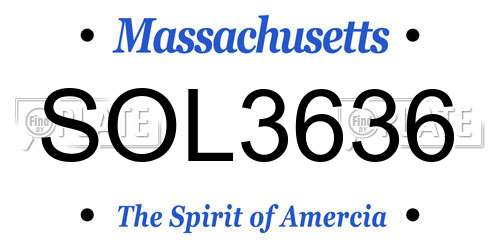 SOL3636 Massachusetts License Plate