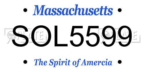 SOL5599 Massachusetts License Plate