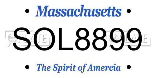 SOL8899 Massachusetts License Plate