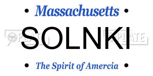 SOLNKI Massachusetts License Plate