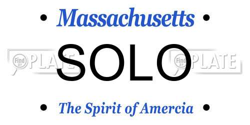 SOLO Massachusetts License Plate