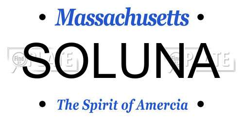 SOLUNA Massachusetts License Plate