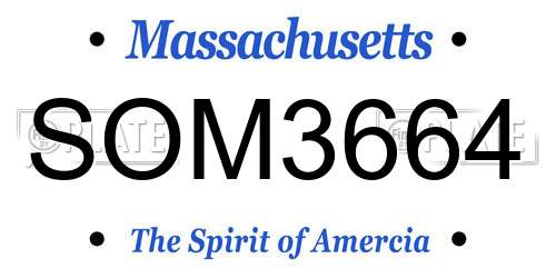 SOM3664 Massachusetts License Plate