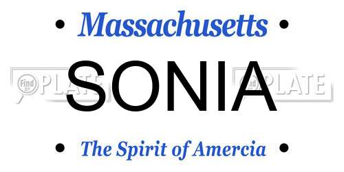 SONIA Massachusetts License Plate