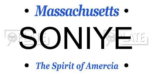 SONIYE Massachusetts License Plate