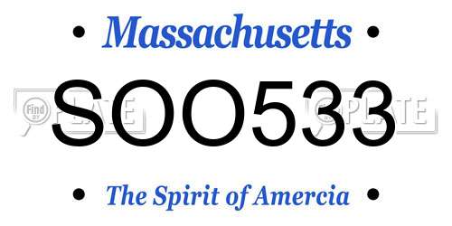 SOO533 Massachusetts License Plate