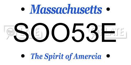 SOO53E Massachusetts License Plate