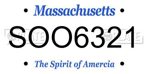 SOO6321 Massachusetts License Plate