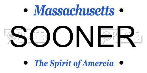 SOONER Massachusetts License Plate